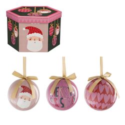 Unbreakable Christmas Tree Ball Santa Claus Pink 7,5 cm diameter Edelmann