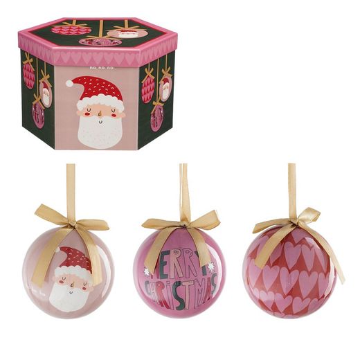 Unbreakable Christmas Tree Ball Santa Claus Pink 7,5 cm diameter Edelmann