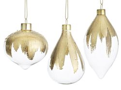 Glass Christmas tree ornament gold and white