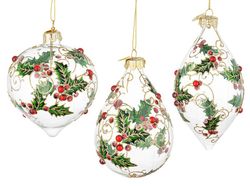 Glass Christmas tree ornament oval traditional