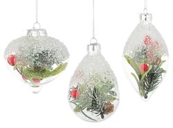 Glass Christmas tree ornament pine oval