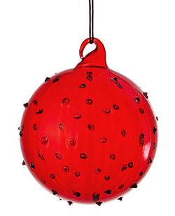 Glass Christmas tree ornament red and dots