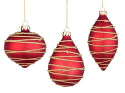 Red glass ball with lines for Christmas tree