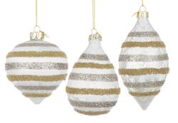 Bola de Navidad Cristal Arbol Blanco y Gris Surtidas Formas Bizzotto