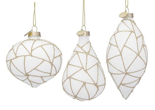 Kerstbal Kristal Boom Wit en Goud Verschillende Vormen Bizzotto