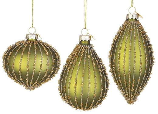 Julboll Kristall Grön Elegant Sorterade Bizzotto