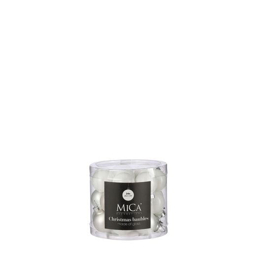 Bola de Navidad de Vidrio Blanco 24 Piezas 2,5 cm Edelmann