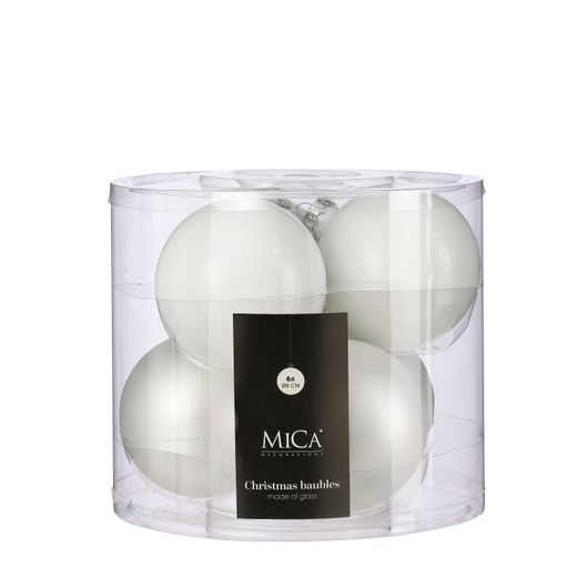 Bola de Navidad de Vidrio Blanco 6 Piezas 8 cm Edelmann