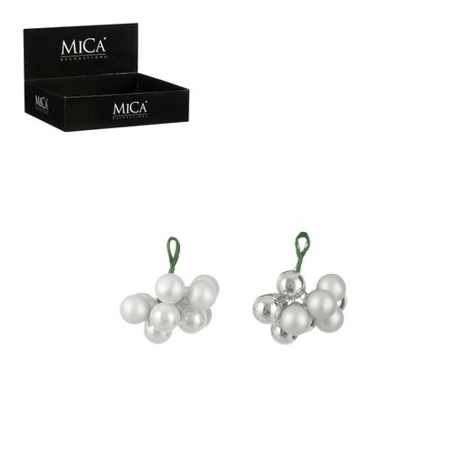 Bola de Navidad de Vidrio Blanco Plateado 2 Diseños 2 cm Edelmann