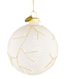 Bola de Navidad de Vidrio Floral Blanco Opaco 8 cm Bizzotto