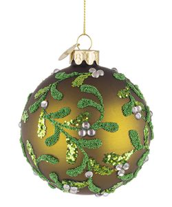 Bola de Navidad de Vidrio Floret Verde Oscuro 8 cm Bizzotto