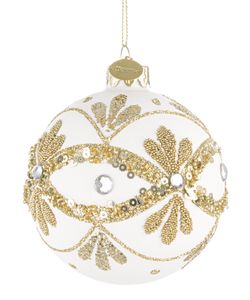 Bola de Navidad de Vidrio Garish Blanco 8 cm Bizzotto