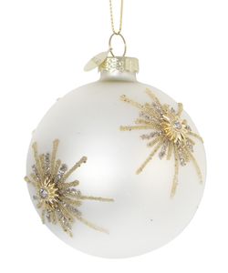 Bola de Navidad de Vidrio Gleamy Blanco 8 cm Bizzotto