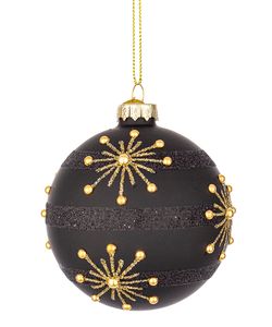 Bola de Navidad de Vidrio Glimmer Negro Dorado 8 cm Bizzotto