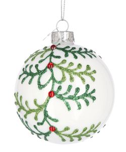 Bola de Navidad de Vidrio Laurie Blanco Perlado 8 cm Bizzotto