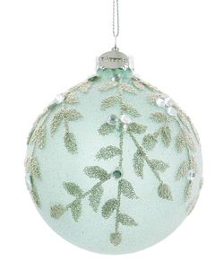 Bola de Navidad de Vidrio Leafglow Verde 8 cm Bizzotto