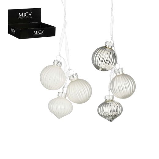 Bola de Navidad de Vidrio Plateado 2 Diseños 3 Piezas 5 cm Edelmann