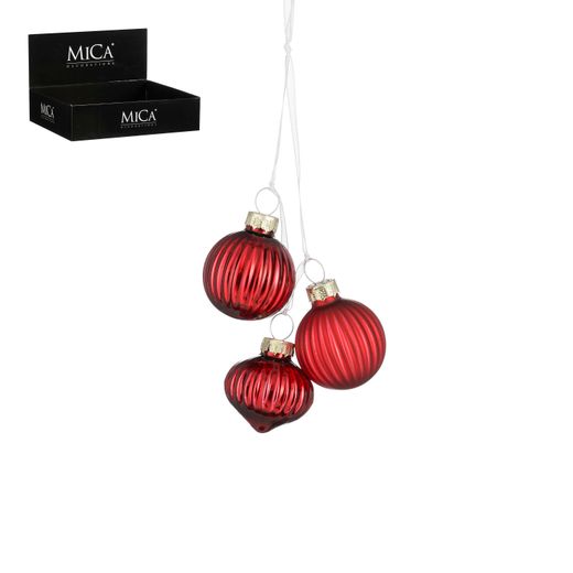 Bola de Navidad de Vidrio Rojo 3 Piezas 5 cm Edelmann