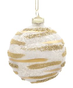 Bola de Navidad de Vidrio Streaks Blanco 8 cm Bizzotto