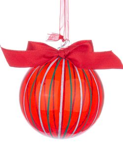 Bola de Navidad de Vidrio Stripe Rojo Color 8 cm Bizzotto