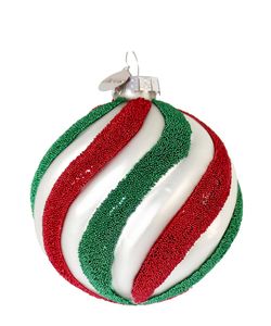 Bola de Navidad de Vidrio Undulate Blanco 8 cm Bizzotto