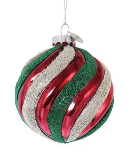 Bola de Navidad de Vidrio Undulate Rojo 8 cm Bizzotto