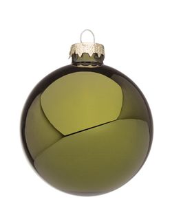 Bola de Navidad de Vidrio Verde Musgo Brillante 8 cm Bizzotto