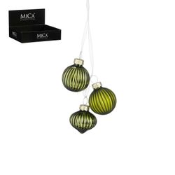Bola de Navidad de Vidrio Verde Oscuro 3 Piezas 5 cm Edelmann