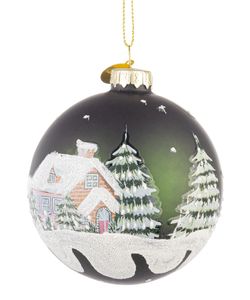 Bola de Navidad de Vidrio Village Verde Oscuro 8 cm Bizzotto