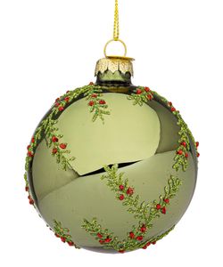 Bola de Navidad de Vidrio Woods Verde 8 cm Bizzotto