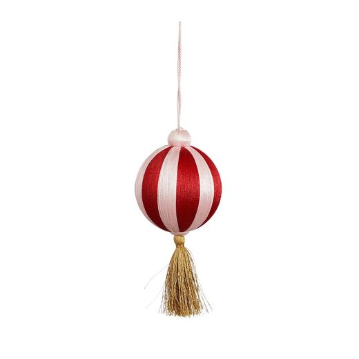 Kerstbal Jolly Gerecycled Plastic Rood en Wit met Pompon Edelmann