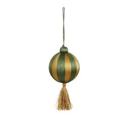 Christmas Ball Jolly Recycled Plastic Green Gold with Tassel Edelmann