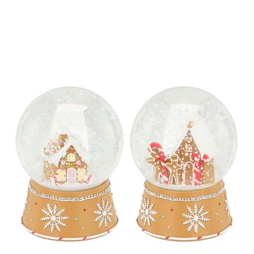 Bola de Nieve Decorativa Casa Marrón 2 Diseños 10,5 x 8 cm Edelmann