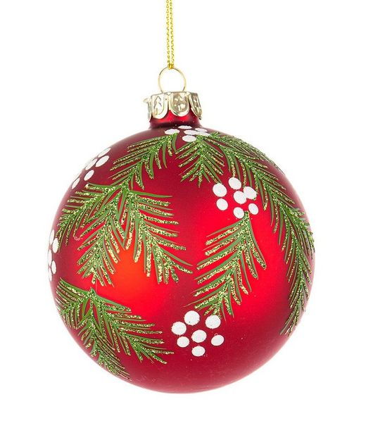 Bola Navidad Cristal Diseño Arbol Rojo