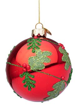 Bola Navidad Cristal Diseño Berries Rojo
