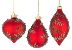 Bola Navidad Cristal Diseño Laurie Rojo