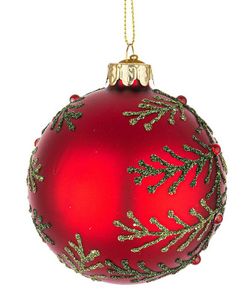 Bola Navidad Cristal Diseño Laurie Rojo