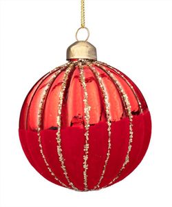 Julboll, kristall, segmentdesign röd