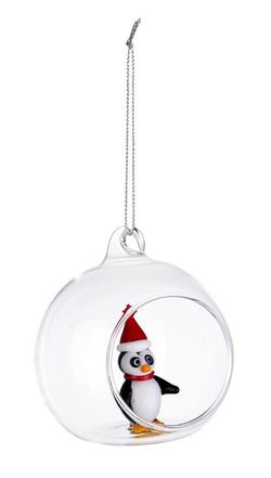 Julboll Kristall Figur Pingvin Diam 80 cm Handgjord Bizzotto
