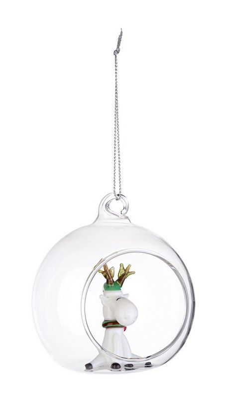 Julboll Kristall Figur Ren Diam 80 cm Handgjord Bizzotto