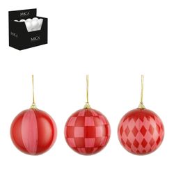 Bolas de Navidad Irrompibles Rayas Rojo 3 Diseños 24 Piezas 8 cm Edelmann