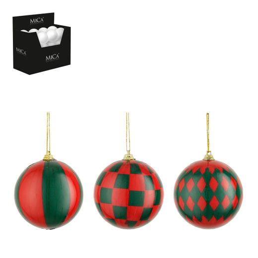 Bolas de Navidad Irrompibles Rayas Verde 3 Diseños 24 Piezas 8 cm Edelmann