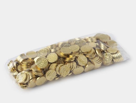 Påse 200 enheter Simon Coll Chokladmynt 36 mm 4,1 grs