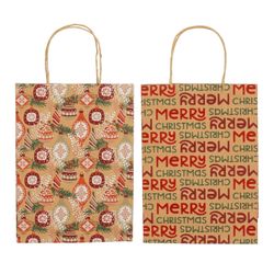 Bolsa de Regalo Navideña Merry Christmas Adorno Marrón 2 Diseños FSC recycled 100% 31 x 22 x 10 cm Edelmann