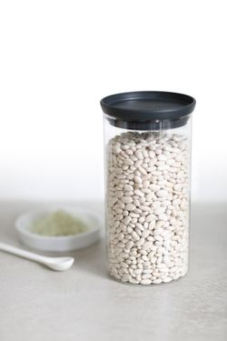 Bote apilable de vidrio 1,1 L Tapa Gris Oscuro Brabantia 100% Hermético