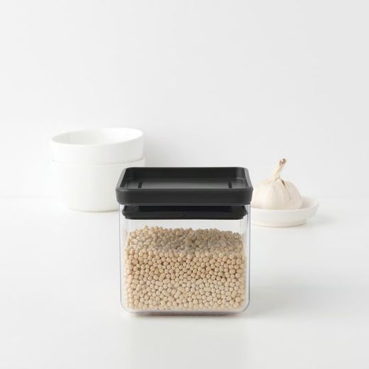 Bote Cocina apilable 0 7 L Tapa Gris Oscuro Brabantia
