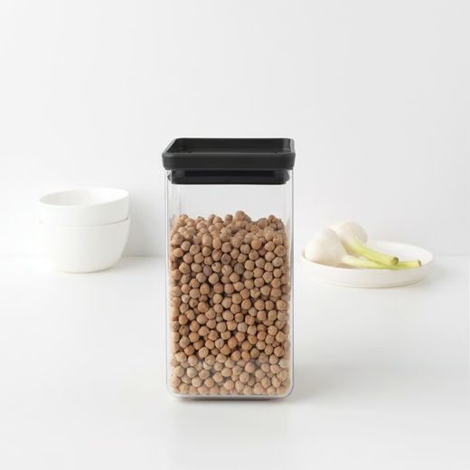 Bote Cocina apilable 1 6 L Tapa Gris Oscuro Brabantia