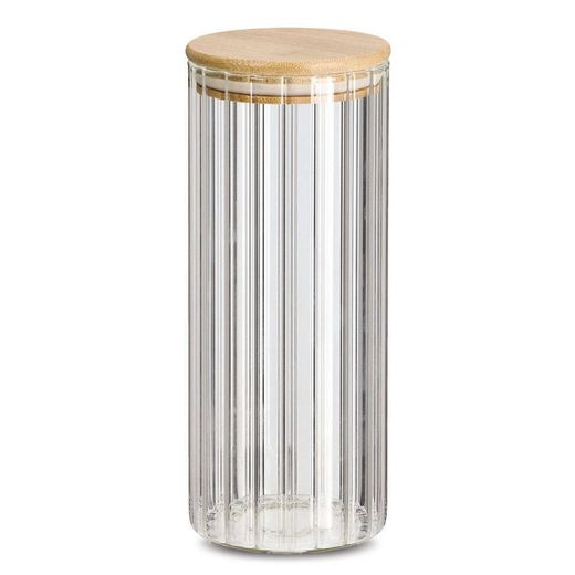 Bote Rayas con Tapa Bambú 1,1 L