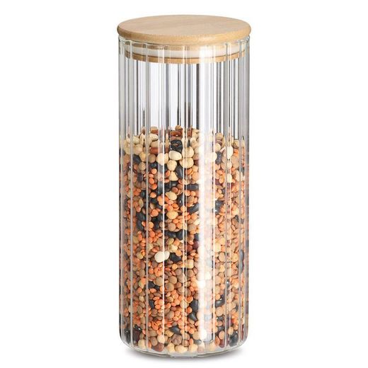 Bote Rayas con Tapa Bambú 1,1 L