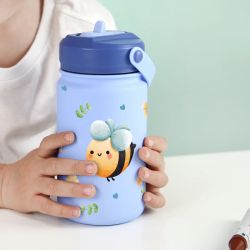 Botella Infantil Térmica 330 ml Abeja Azul Sky con Adaptador Infantil Creative Story